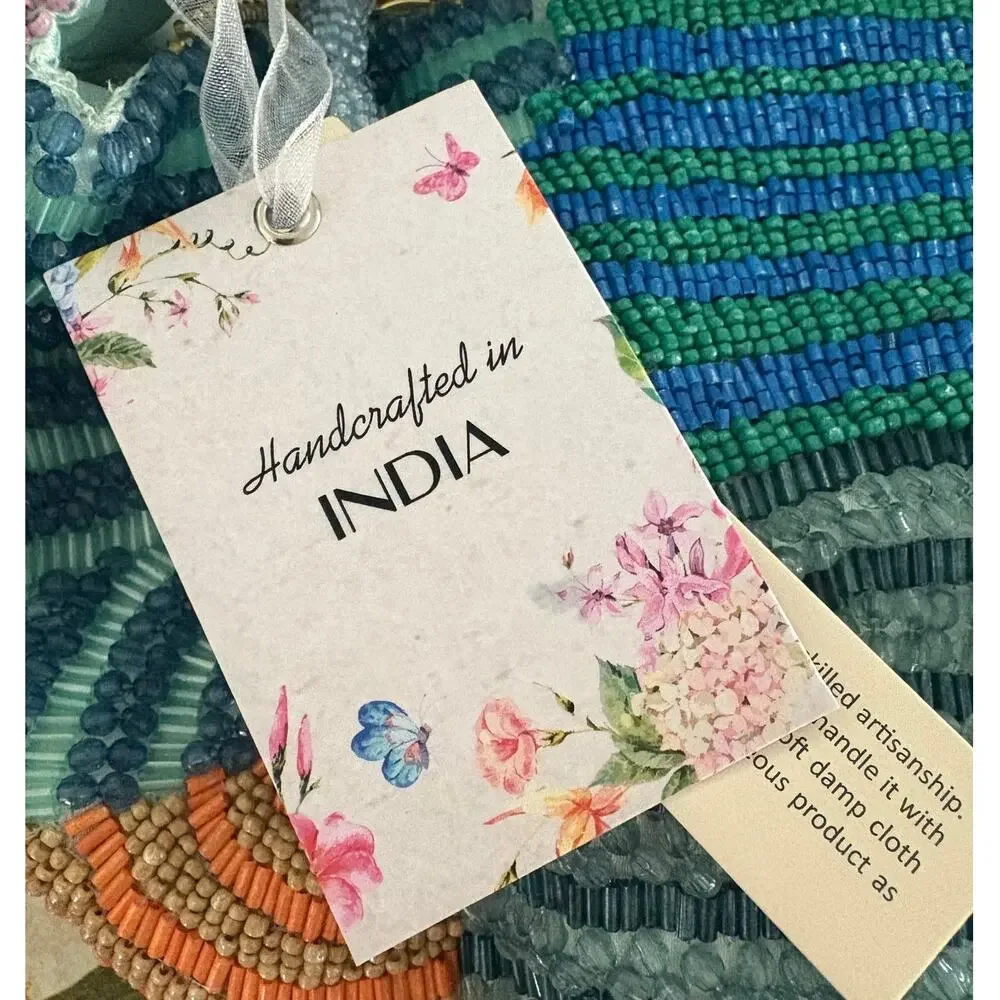 New Handcrafted in India Beaded Shoulder Bag Multicolor Purse